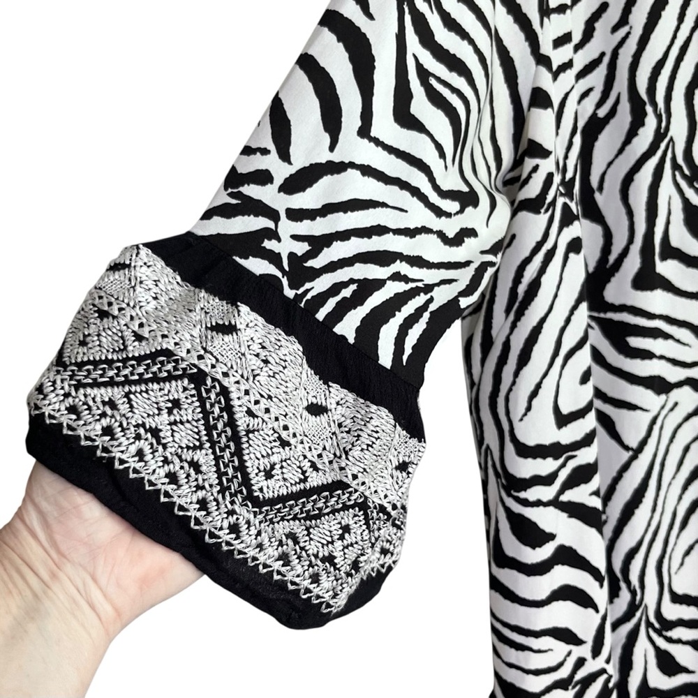 Calessa Zebra Print Boho Tunic‎ Top 1X - Picture 5 of 9